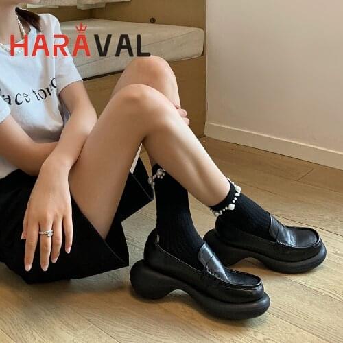 HARAVAL Women Pumps Shoes Fashion Elegant Mary Janes Round Toe Genuine Leather Solid Solid Spring Autumn Thick Bottom Shoes B380