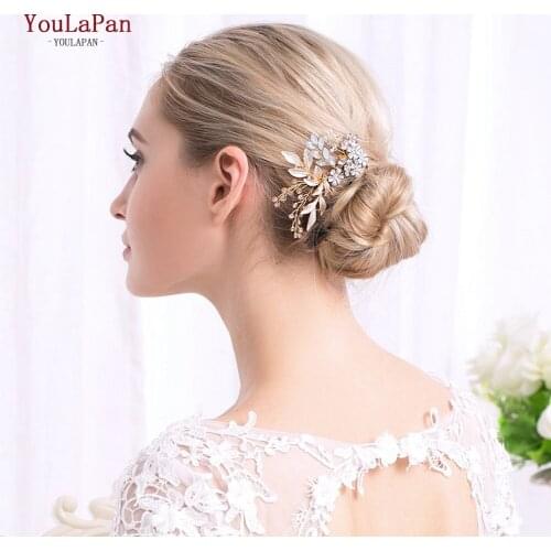 YouLaPan HP310 Alloy Flower Hair Comb Opal Diamond Bridal Headpiec Headdress Milk Rhinestone Hair Jewelry Wedding Hair Accessory