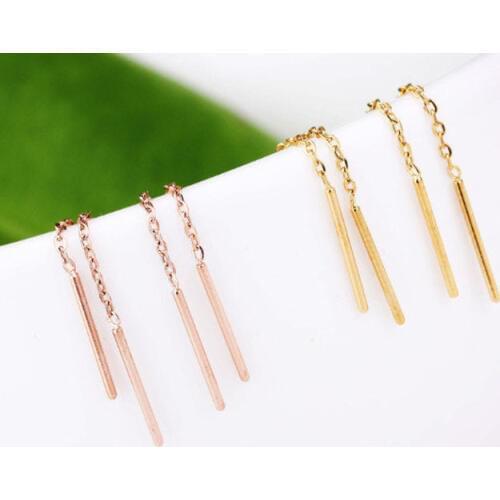 YUNRUO 2020 New 2 Colors Tassels Earring Line Woman Jewelry 316L Titanium Steel Rose Gold Color Birthday gift Free Shipping