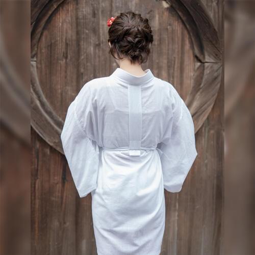 Womens Kimono Inside Wear White Color Soft Comfortable Cotton Sleeping Robe Japan Traditional Yukata