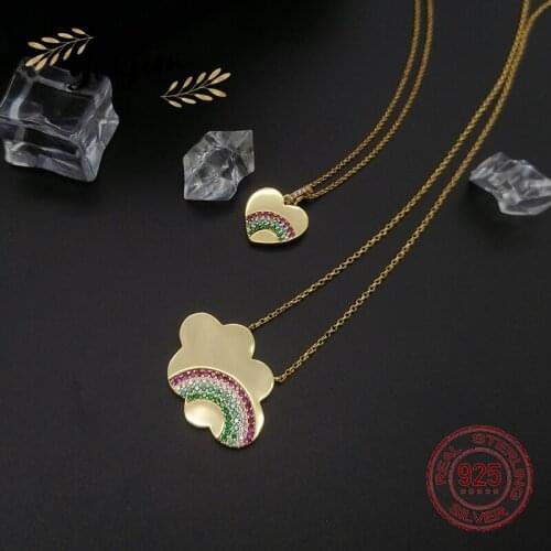 New Luxury Women Shiny Zircon 925 Silver Rainbow Clouds Love Adjustable Necklace Elegant Fashion Jewelry Monaco Boutique Gift