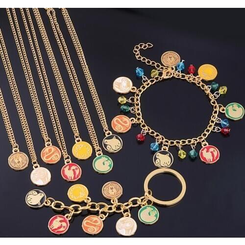 1Pc New Anime Seven Deadly Sins Protagonist Tattoo Necklace Peripheral Dragon Fox Snake Sheep Lion Bear Animal Color Coin Toys
