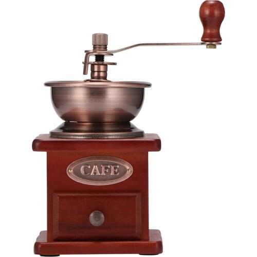 1pc Coffee Bean Grinder Wooden Manual Coffee Grinder Hand Stainless Steel Retro Coffee Spice Burr Mill with Ceramic Millston