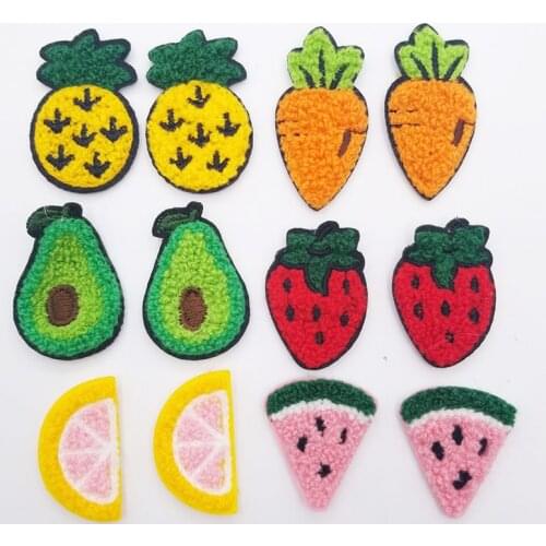 16PCS/Lot Towel Embroidery Fruit Applique Crafts For Children Socks Gloves And Hair Clip Accessories