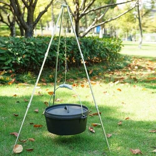 3-section outdoor campfire tripod camping supplies portable hanging pot picnic barbecue bracket aluminum alloy tripod