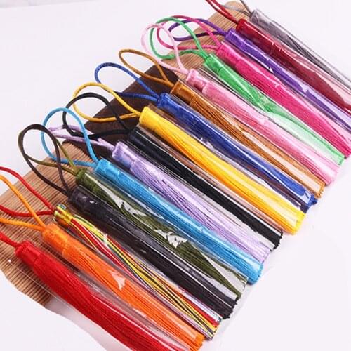 5pcs/lot 12cm Silk Tassel Brush fringe Bookmark tassel Satin phone Tassels for crafts jewelry diy sewing curtains garment decor
