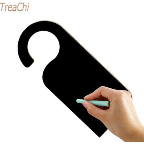 6pcs/Lot Wooden Crafts Creative Door Hanging Double-sided Small Chalkboard Hotel Sign Tip Board Decoration Pendant Message Board