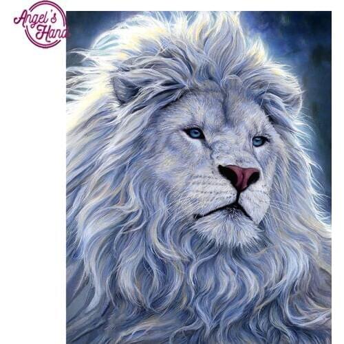 5D DIY diamond embroidery White lion diamond painting Cross Stitch full drill Rhinestone mosaic home decoration