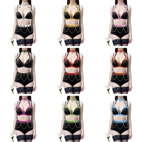Bdsm Stylish Accessories Gothic Harness Fashion Punk BDSM Bondage Handmade PU Leather Harness Belts Body Straps Chest Rave Wear