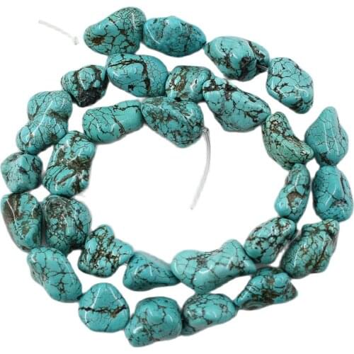 APDGG Natural Stone Smooth Freedom Blue Turquoise Nugget Loose Beads 16" Strands For Necklace Bracelet Jewelry Making DIY