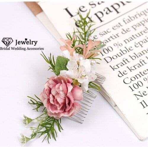CC Hair Combs Crown Wedding Hair Accessories for Women Bridal Forest Style 100% Handmade Comb Flower Leaf Shape Pearl Yarn 9966