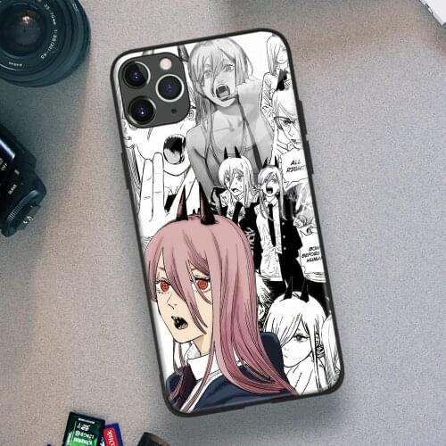 Power Chainsaw Man Manga Anime Soft TPU Glass Phone Case for IPhone SE 6s 7 8 Plus X Xr Xs 11 12 Mini Pro Max Samsung