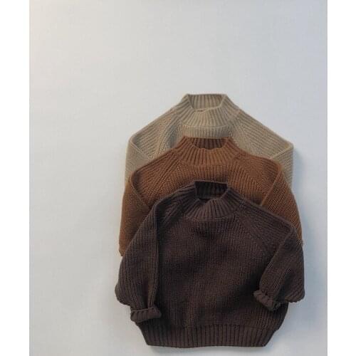 Kids Sweaters Girl Winter Clothes Toddler Boy Knitted Turtleneck Sweater Fashion Causal Bottoming Shirt Warm Solid Color Tops