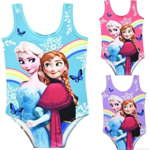 Disney Frozen Girl Toddler Summer One Piece Swimsuit Cartoon Print Bathing Suit Kid Baby Swimwear Bikini Children Beach Wear