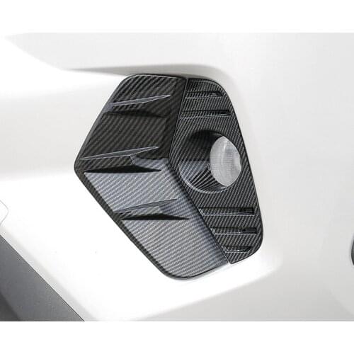 For Toyota Rav 4 Rav4 5 Gen 2019-2021 Accessories Carbon Fiber Color Front Fog Light Cover Chrome Fog Lamp Trim Sticker
