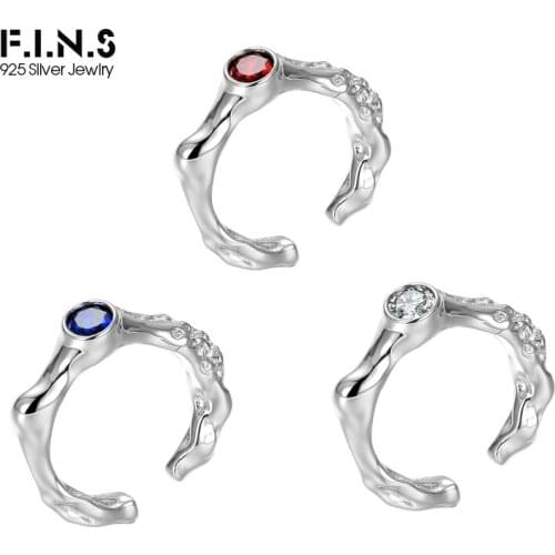 F.I.N.S Genuine S925 Sterling Silver Ring Three-Color Cubic Zirconia Open Index Finger Ring Fashionable Glossy Irregular Rings