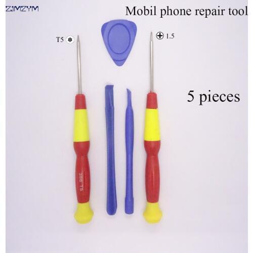 Hot selling 5 in 1 Mobile Phone Repairing Tool Kit Spudger Pry Opening Tool LCD Repair Tools with 1.5MM\T5 screwdrivers