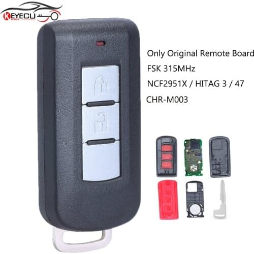 KEYECU Smart Remote Key 2 Button Fob FSK 315MHz ID47 Chip for Mitsubishi Mirage 2016 2017 2018 2019 2020 (Only Original Board)