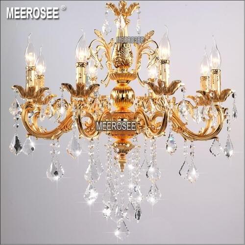 Classic Silver Gold Clear Crystal Chandelier Light Fixture Crystal Lustre Hanging Lamp for Foyer Lobby Hotel Project MD8861