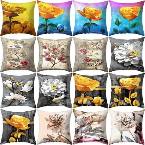 Colorful Rose Flower Leaf Throw pillow cushion cover office lumbar pillow sofa cushion pillow case cover for living room decorat