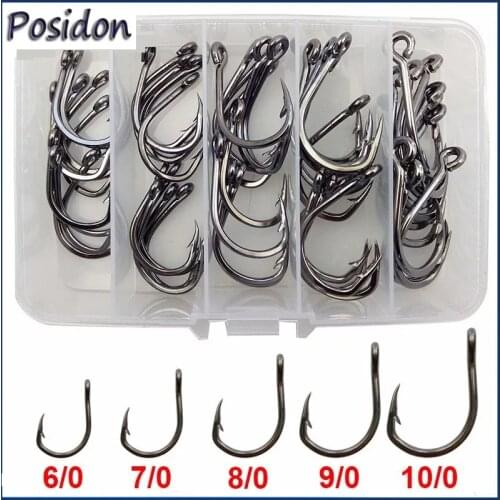 Posidon 50Pcs/Box 10827 Live Bait Hook Circle Hooks Strong Stainless Steel Sharp Fishing Hooks For Saltwater Fishing