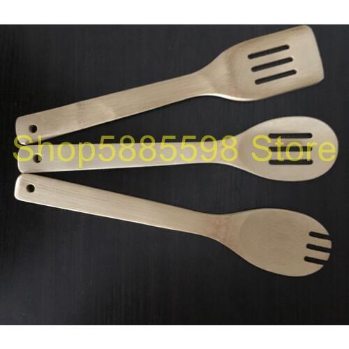 Kitchen Bamboo utensils bamboo fork spoon bamboo slotted shovel bamboo slotted spoon 3PCS/set