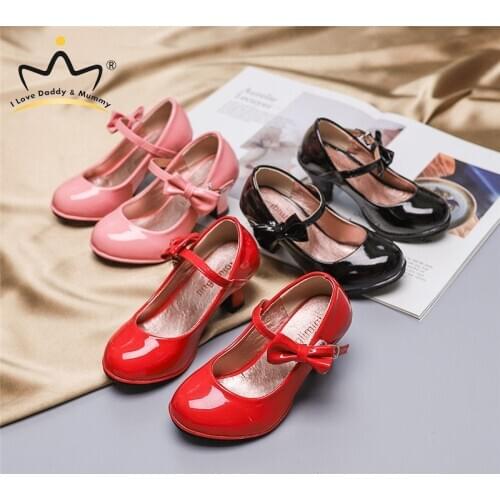 Summer New Girls Sandals Bowknot High Heels Girls Party Shoes Children Kids Shoes Sandalias Soft PU Leather Baby Girl Shoes