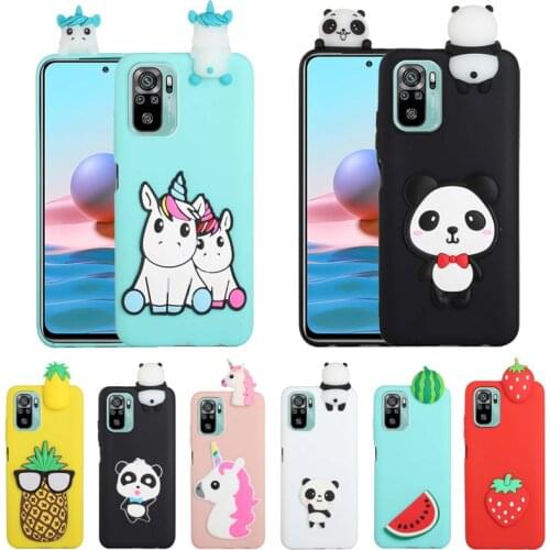 3D Soft Silicon TPU Cover For Xiaomi Redmi Note 10s Case Kawaii Unicorn Panda Cute Case For Redmi Note 10 Note 10 Pro Case Funda
