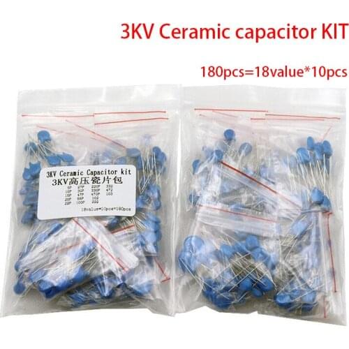 DIY KIT 180pcs=18value*10pcs 3KV Ceramic capacitor KIT 3KV 5P 10P 22P 30P 47P 56P 100P 150P 220P 330P 470P 102 222 332 472 103