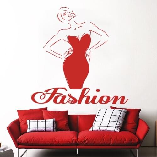 Beauty Salon Wall Decal Removable Vinyl display window Sticker Woman Fashion Style Clothing Dress decoration Decals HY1616
