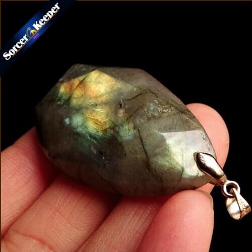 Real Natural Gray Moonstone Raw Gem Stone Ornament Handicraft Rainbow Labradorite DIY Crystal Pendant Necklaces for Gift WS598