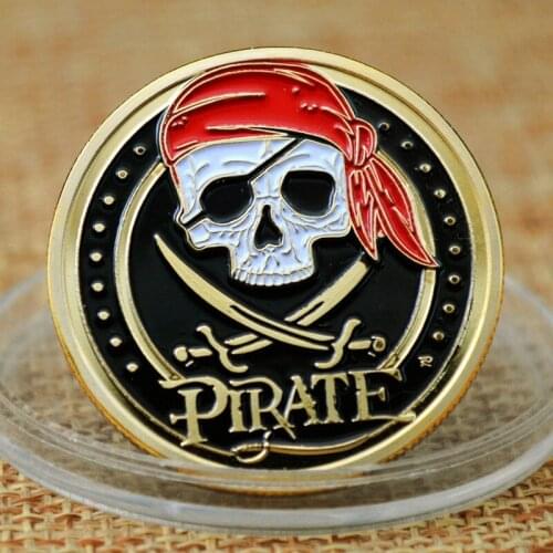 24k Gold Plated Commemorative Medallion Paris Tower Coin Badge Pirate Skeleton Crafts Collectibles Home Decoration