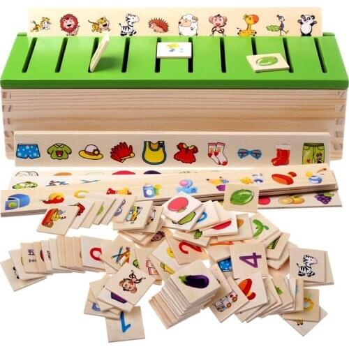Early Education Puzzle Learning Shape Knowledge Classification Box Toy Enlightenment Matching Intelligence Children Wooden Toys