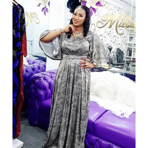 Maxi Dresses For Women 2020 Fashion African Clothes Short Bat Sleeve High Waist Pleated Dress Print Party Vestidos Nigerian