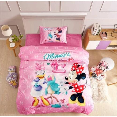 Minnie mouse print duvet cover queen size 4/5pcs flannel cartoon bedspreads twin full girls adult pink bedroom decor warm winter