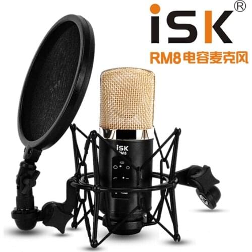 ISK RM-8 Professional Condenser Microphone System Shock Mount+POP Filter mic for Boardcasting and Recording with case package