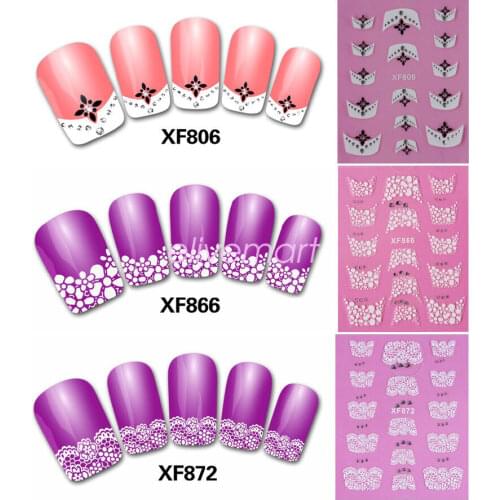 Professional10 Stickers Per Sheet 3D Nail Art Sticker Rhinestone French Style White Silver Flowers Rhinestone For Nails Beauty