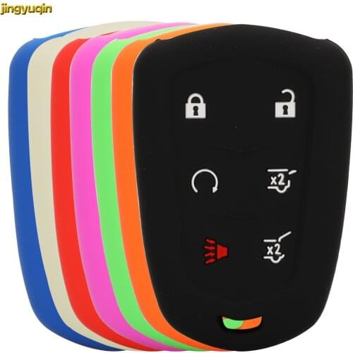 Jingyuqin Remote Car Key Silicone Case Cover For Cadillac Escalade 2015-2016 6 Buttons Colorful Protection No Logo