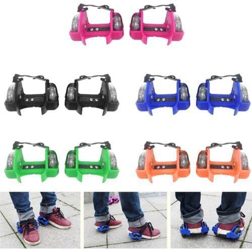 Adjustable Heel Wheel Roller Sports Rollerskate Shoes Trainer Wheels Light Up LED Roller Skating Shoes Exerciser for Kids Child