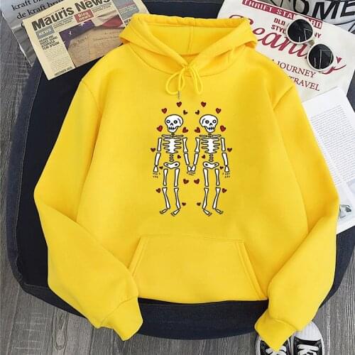 Harajuku Hoodie Skull Print 2021 Spring and Autumn Womens Halloween Punk Pattern Pullover Sweatshirt Retro Plus Size Hoodies
