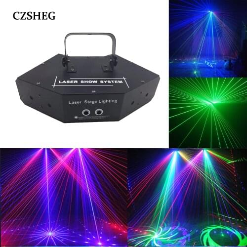 Fan-shaped laser scanner effect lighting with DMX sound control for Christmas DJ club stage activities performances and parties