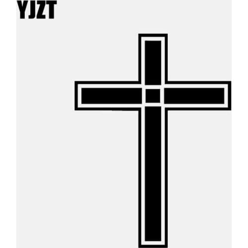 YJZT 9.4CM*12.8CM Jesus Cross Car Sticker Vinyl Decals Black/Silver C3-1483