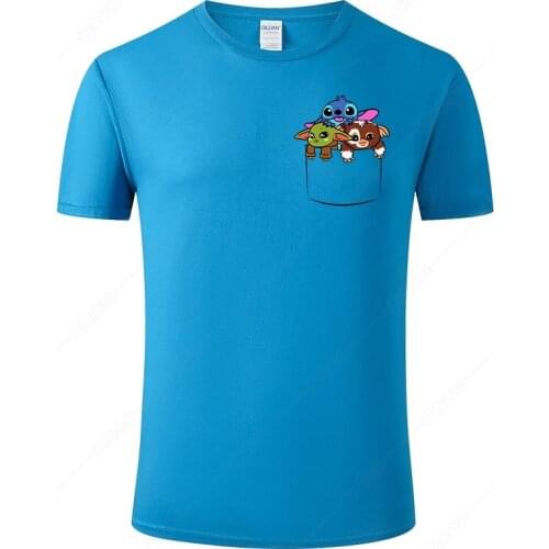 Funny Baby Yoda Stitch Printed T Shirt Men Women Cotton Short Sleeve Cool Printed T-shirt Summer Fashion Streetwear Tops Tee J06