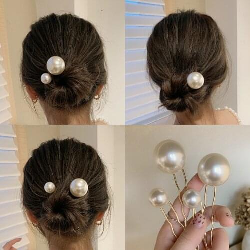 Ins elegant antique imitation pearl hairpin simple modern hairpin temperament net red ball head hair headdress Hair Sticks