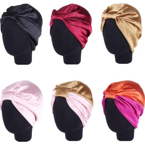 Women Satin Cap Bonnet Hair Care Headwear Lady Turban Hat Muslim Hair Loss Hat Sleep Night Cap Soft Chemo Cancer Hat Arb Beanies