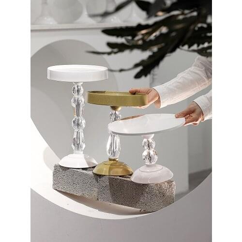 Gold Crystal Cake Stands Dessert Plate 10inch Cupcake Display Table Home Decoration Tools Food Photography Party Supplier