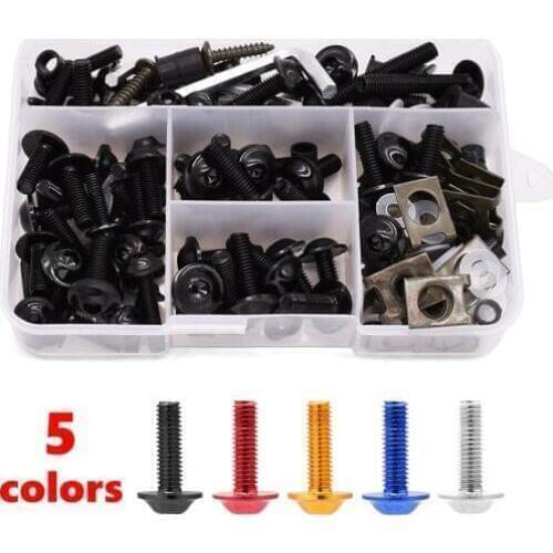 1Set Newest Universal Motorcycle Fairing Body Bolts Scooter Nuts Bolts M6 M5 Spire Speed Fastener Clips Screw Spring Bolts Nuts