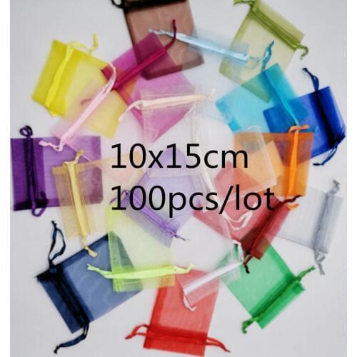 100pcs Organza Jewelry Bags 10x15cm Jewellery Bag Jewelry Packaging Drawstring Organza Bags Gift Packaging For Jewelry Pouches