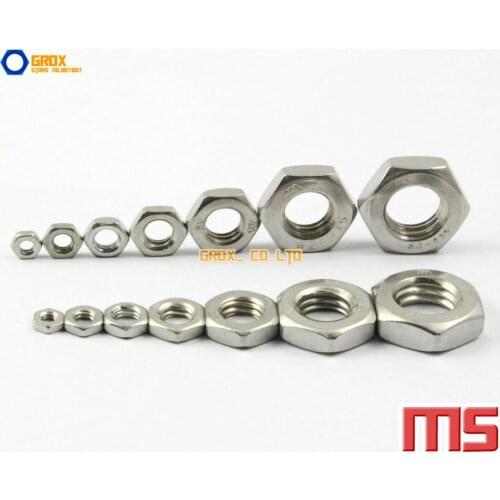 100 Pieces M5 304 Stainless Steel Metric Thread Half Lock Hexagon Thin Nuts DIN 439