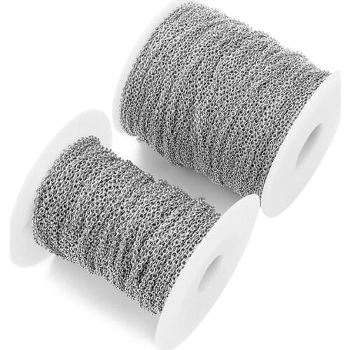 5meters Width 2 2.5mm Stainless Steel Link Chain Necklace Lot for Bracelets Findings Metal Chains Bulk For Diy Jewelry Making